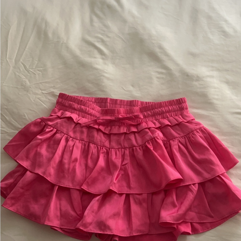 Pink Bubble Mini Skirt with Ruffles